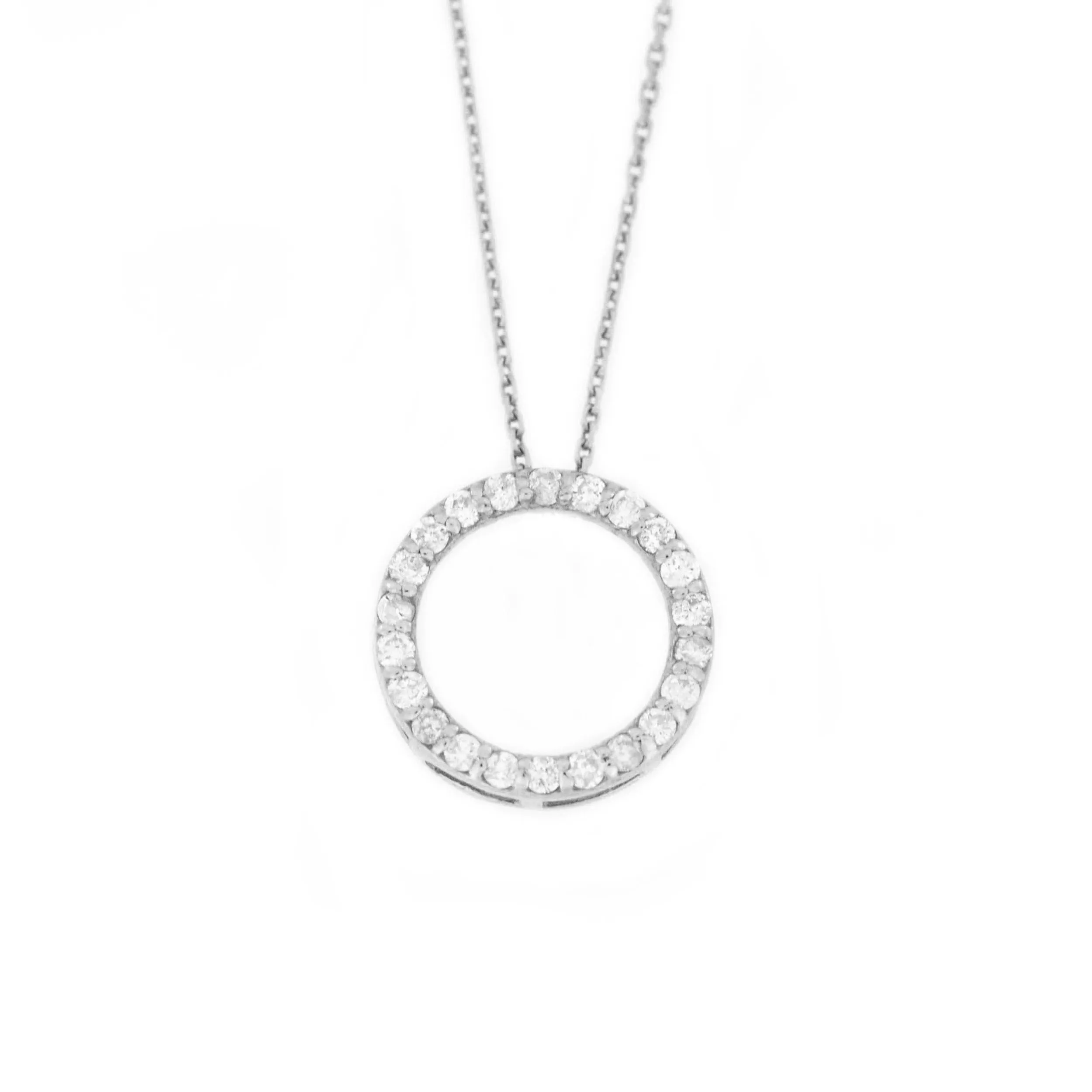 0.13 TCW Round Moissanite Open Circle Necklace for Women