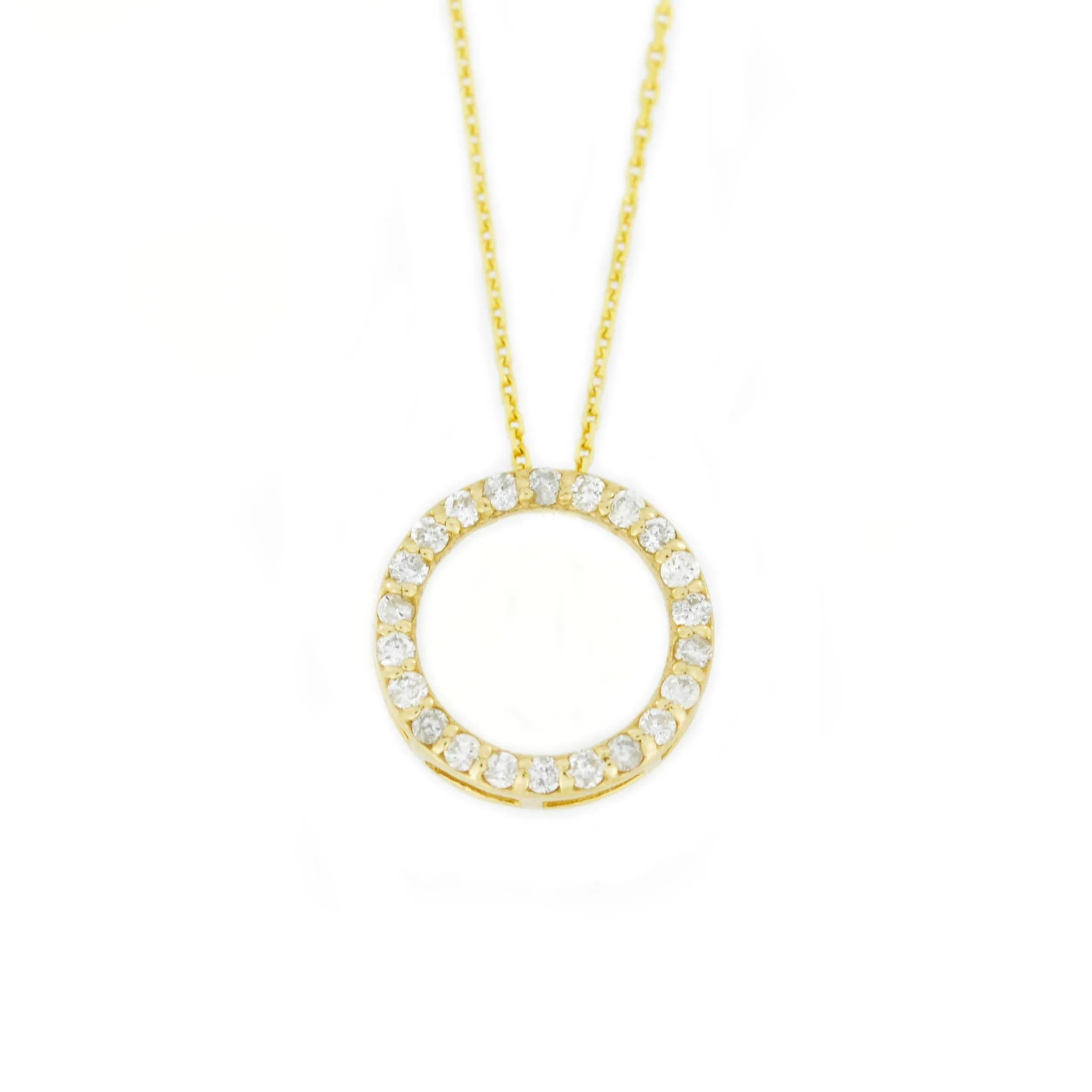 0.13 TCW Round Moissanite Open Circle Necklace for Women