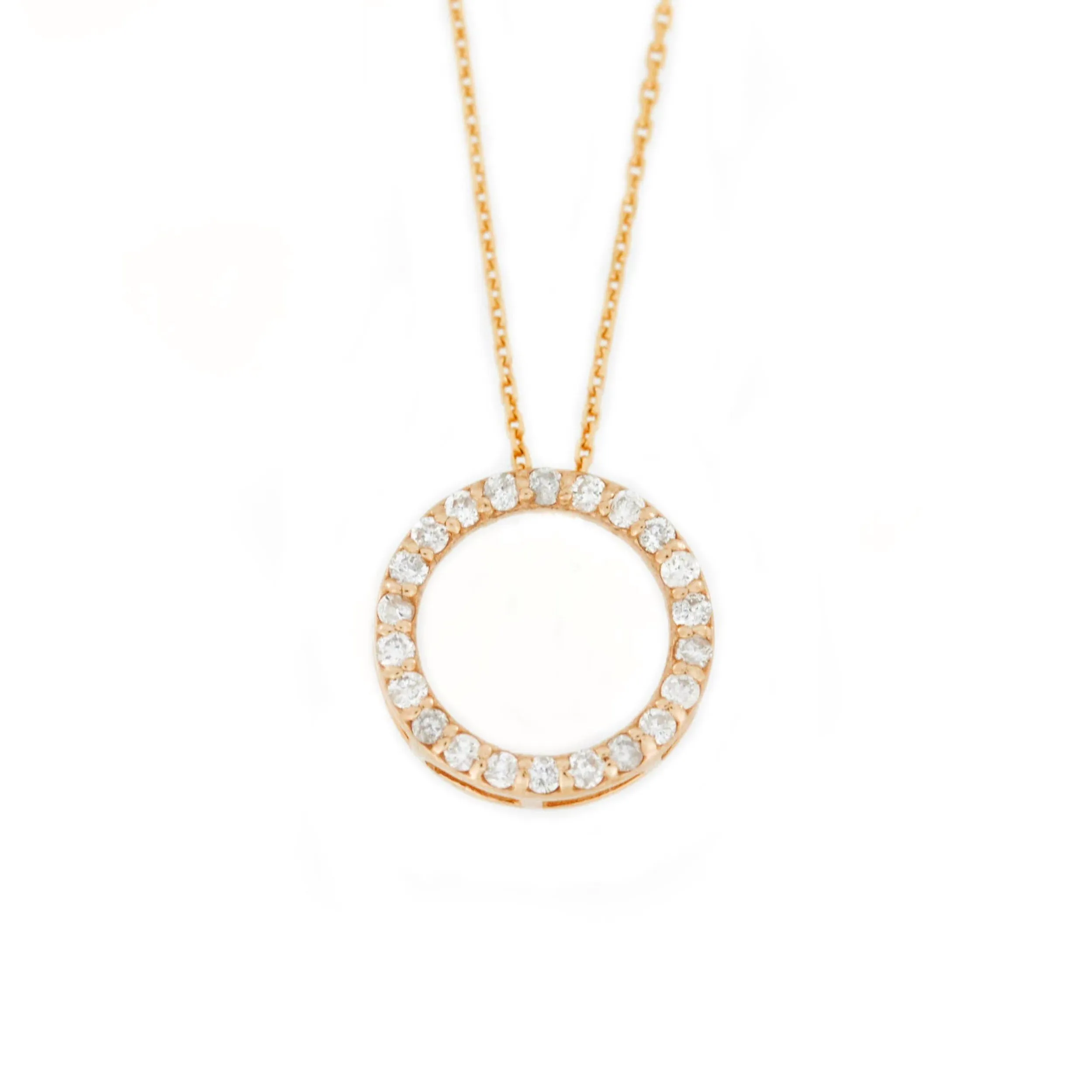 0.13 TCW Round Moissanite Open Circle Necklace for Women