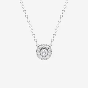 0.14 TCW Round Moissanite Diamond Halo Necklace