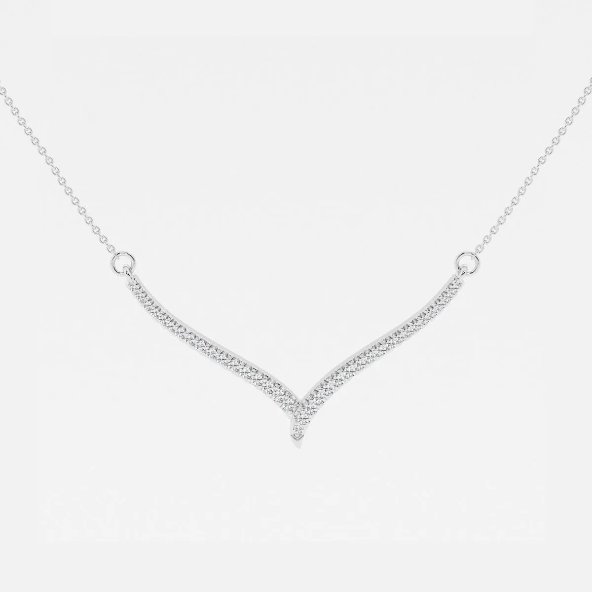 0.16 TCW Round Moissanite Diamond Petite Chevron Necklace