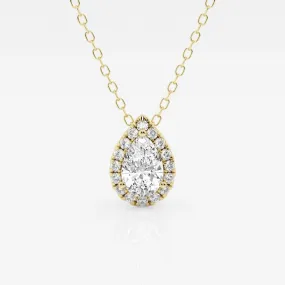 0.50 CT Pear Moissanite Diamond Halo Style Necklace