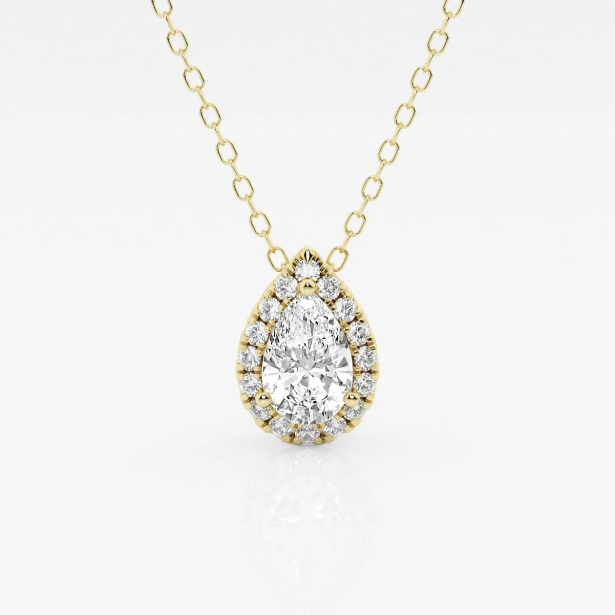 0.50 CT Pear Moissanite Diamond Halo Style Necklace