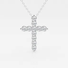 1.0 TCW Round Moissanite Diamond Cross Necklace