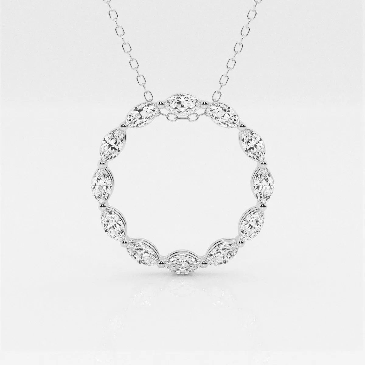 1.01 TCW Maquise Moissanite Diamond Circle Pendent Necklace