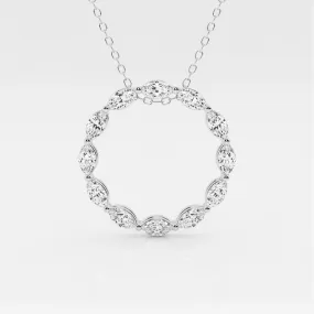 1.01 TCW Maquise Moissanite Diamond Circle Pendent Necklace