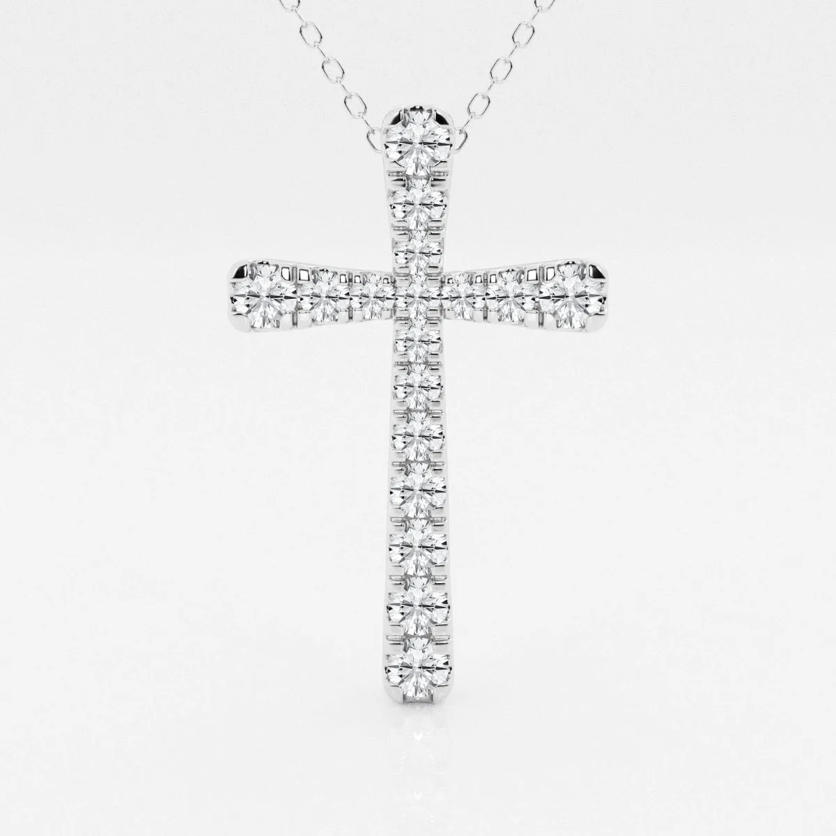 1.03 TCW Round Moissanite Diamond Cross Necklace