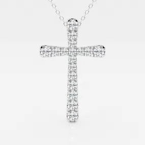 1.03 TCW Round Moissanite Diamond Cross Necklace