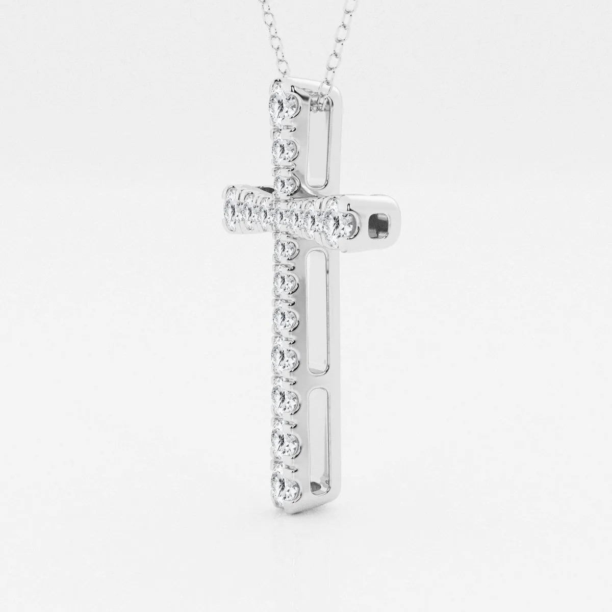 1.03 TCW Round Moissanite Diamond Cross Necklace