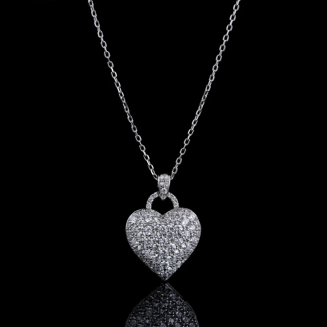 1.20 TCW Round Moissanite Diamond Heart Pendant Necklace