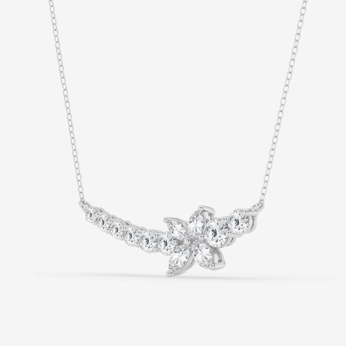 1.66 TCW Marquise & Round Moissanite Diamond Curved Butterfly Necklace