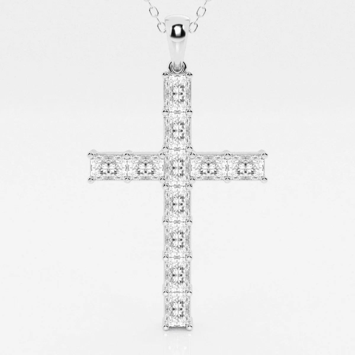 2.06 TCW Radiant Moissanite Diamond Cross Necklace