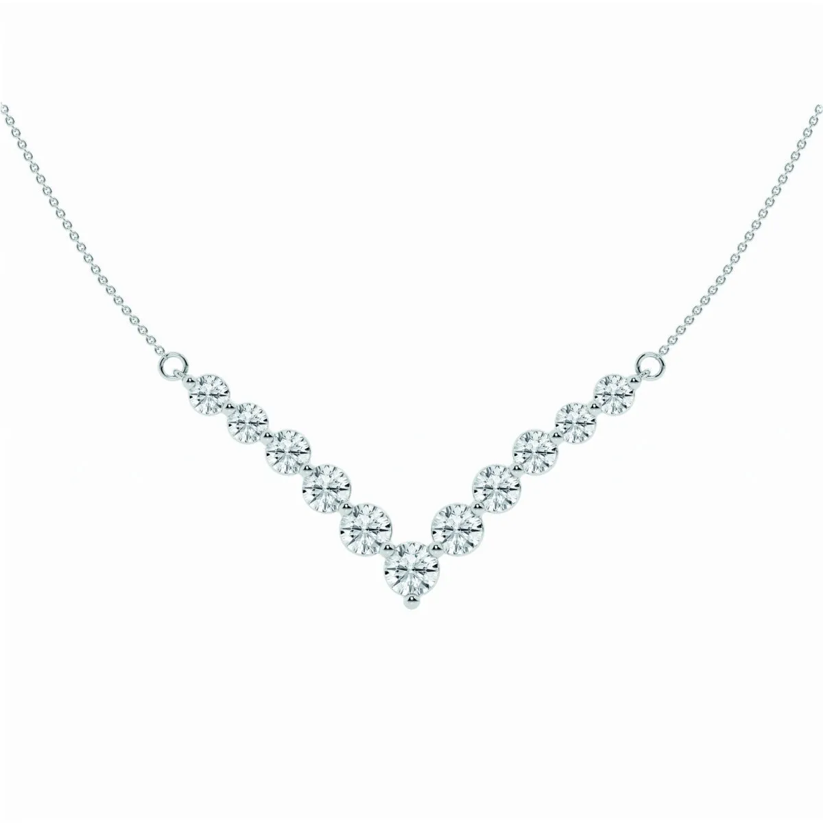 2.15 TCW Round Moissanite Diamond Chevron Style Necklace