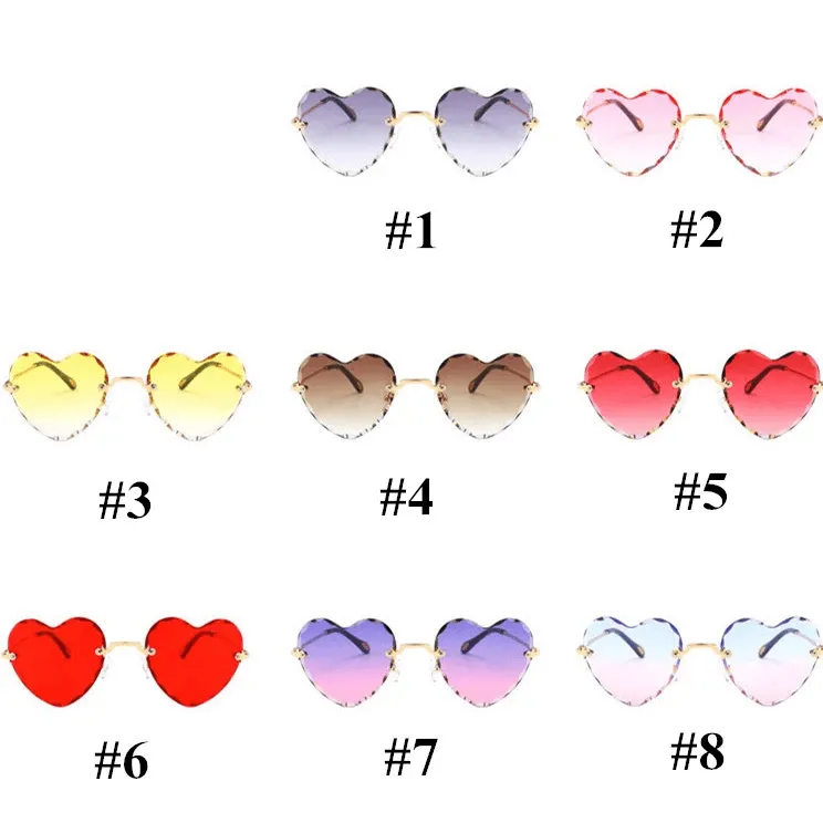 8 COLORS INS CUTE GRADIENT HEART TRAVEL SUNGLASSES BY61703