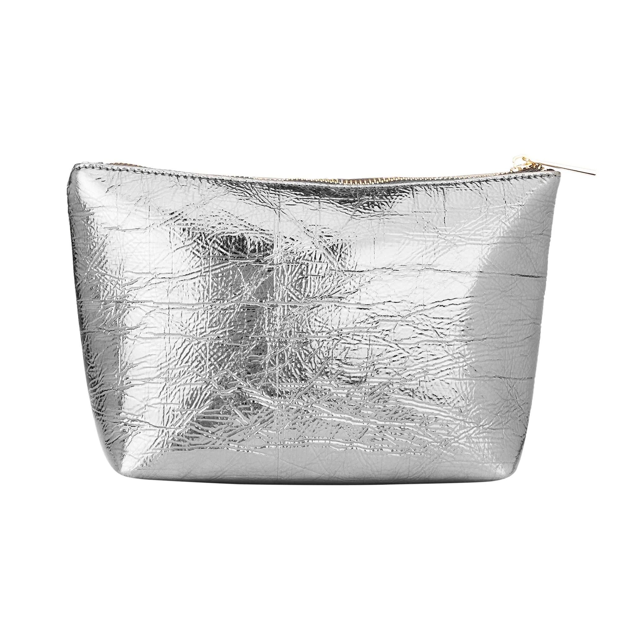 Accessorize London Women's Pewter Large Metallic Makeup Bag