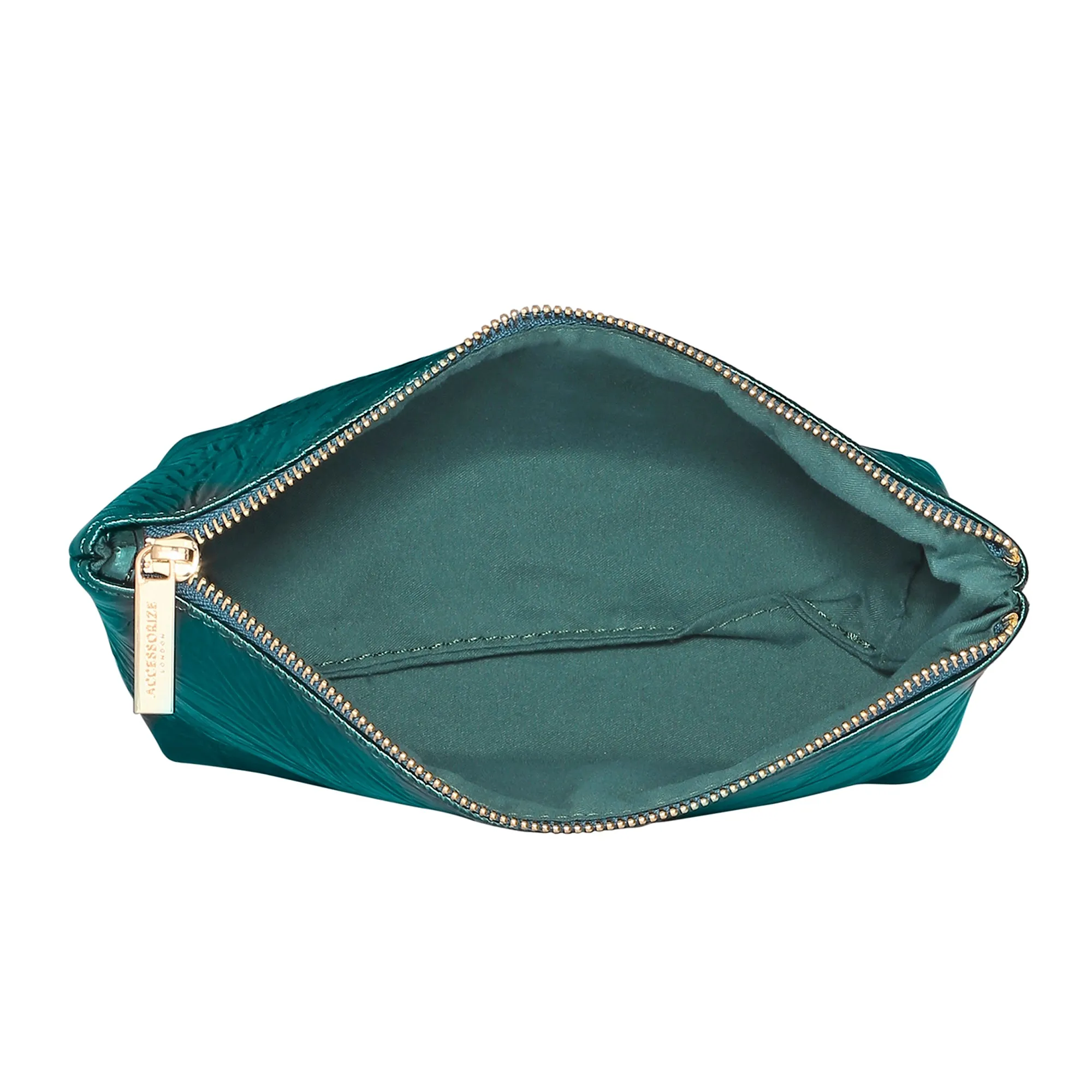 Accessorize London Women's Teal Metallic Makeup Bag