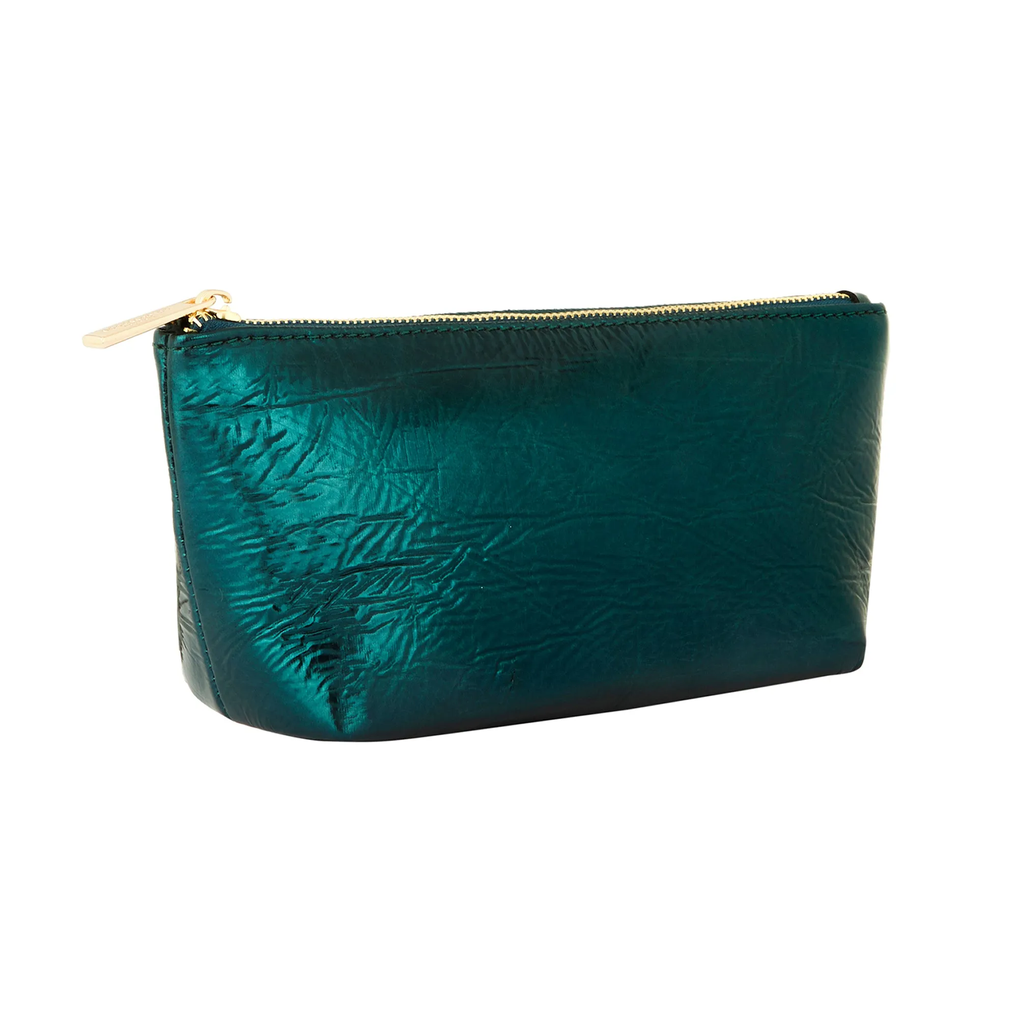 Accessorize London Women's Teal Metallic Makeup Bag