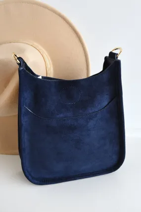 AHDORNED NAVY SUEDE MINI MESSENGER