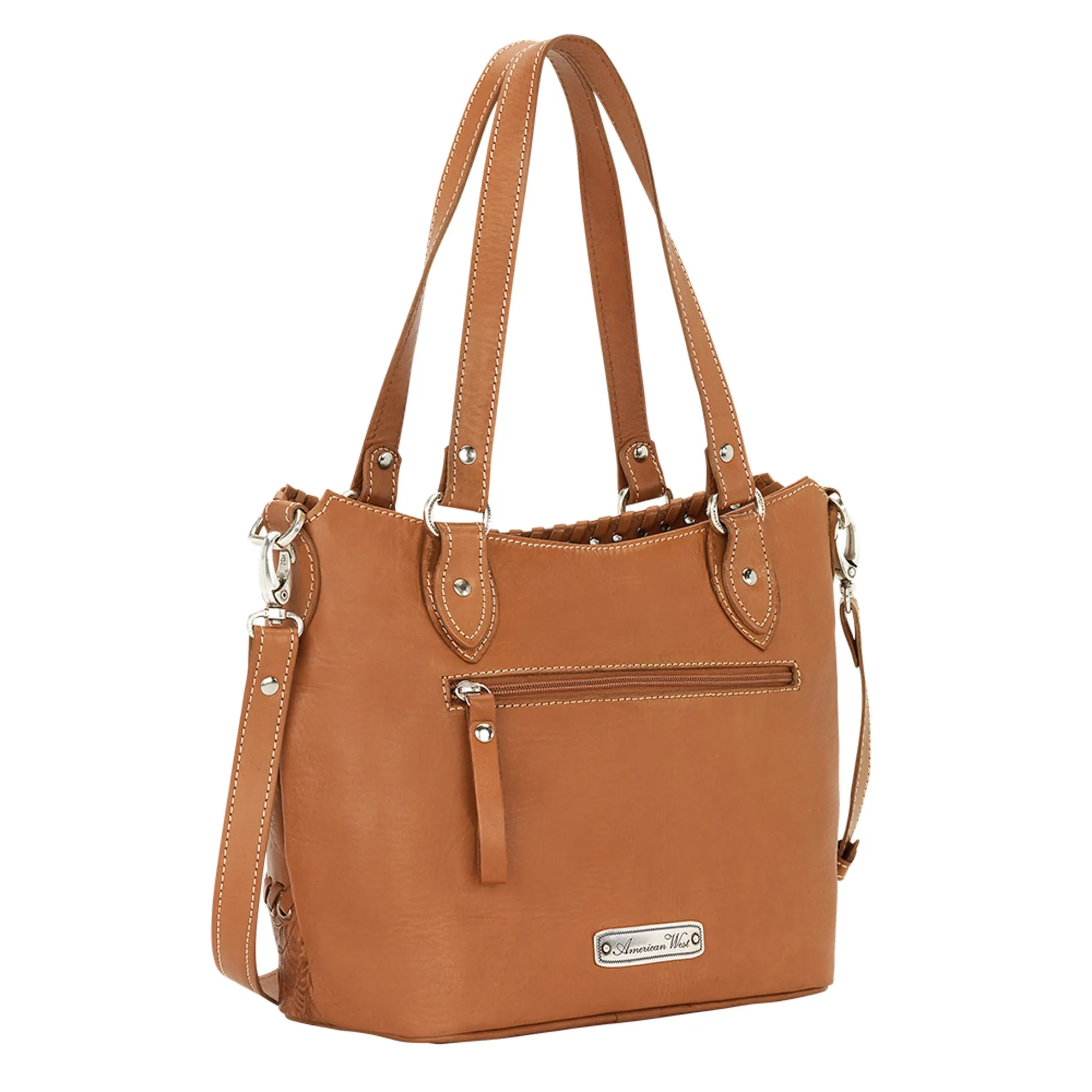 American West Harvest Moon Natural Tan Leather Small Bucket Tote