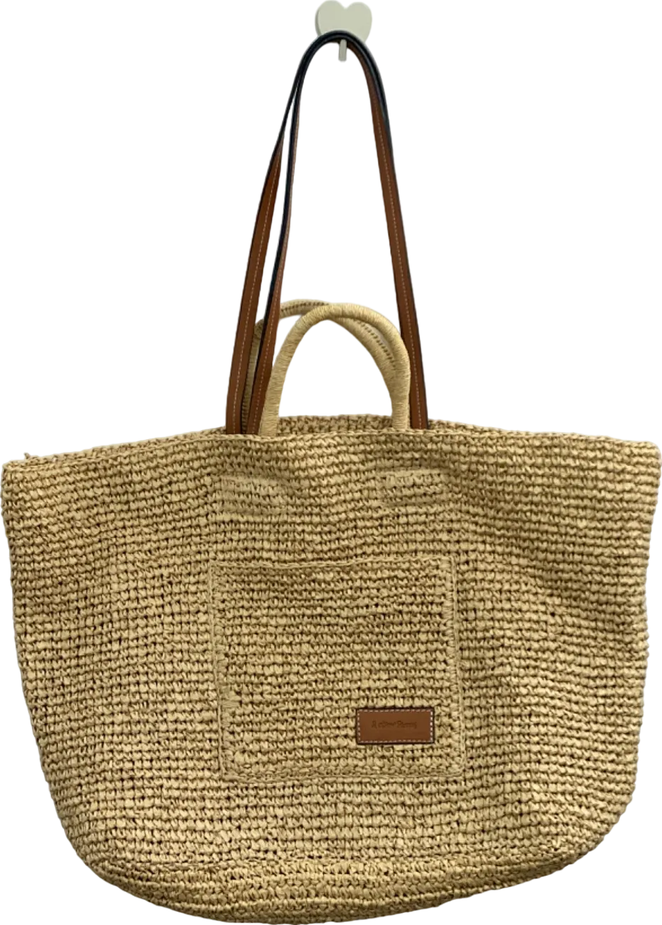 & Other Stories Natural Straw Tote Bag with Leather Handles