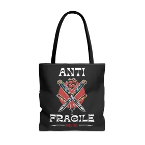 Anti Fragile Tattoo Tote Bag in Black / Vintage American Old School Traditional Tattoo Flash  / Punk Rock Beach Shopping