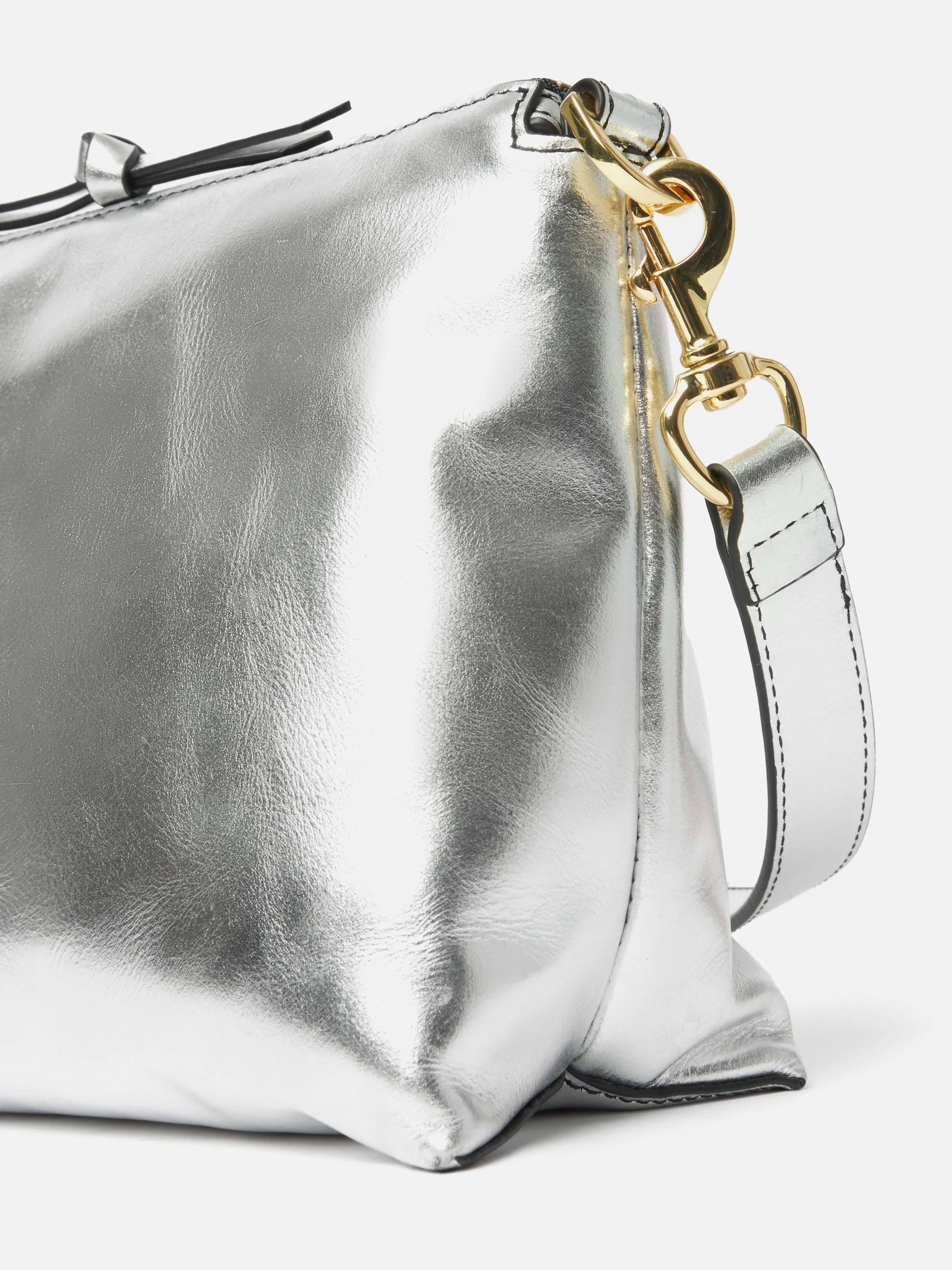 Ava Leather Crossbody | Silver