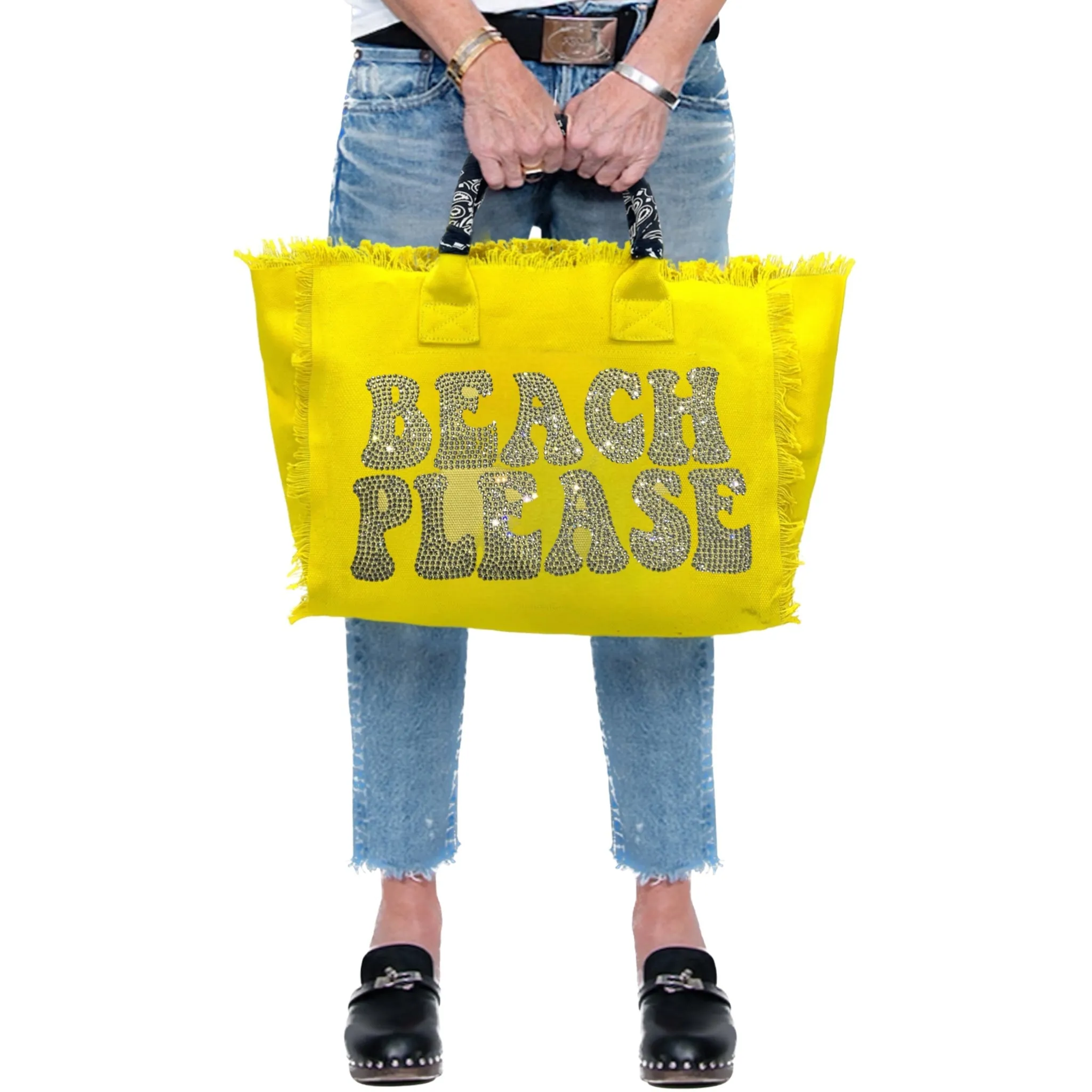 Beach Please Fringe Canvas Bag