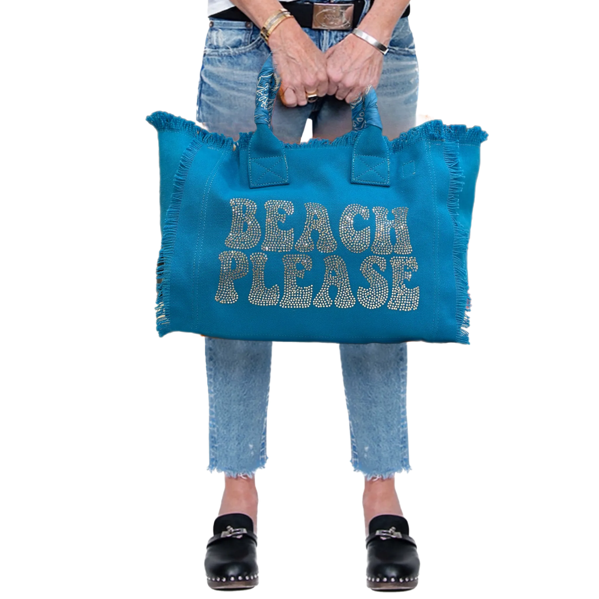 Beach Please Fringe Canvas Bag