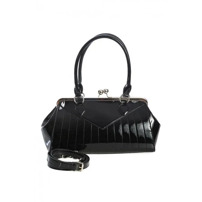 Black Shimmer Lacquer Rockabilly Handbag