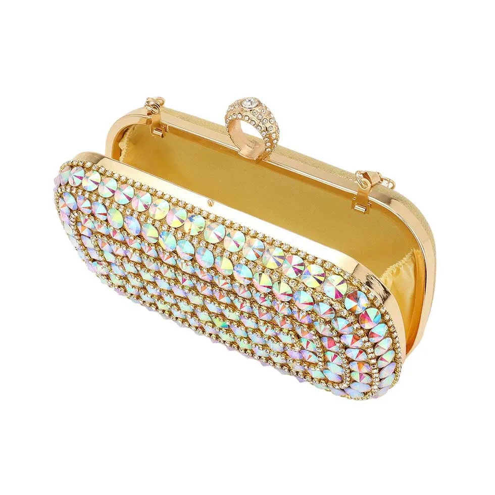 Bling Stone Embellished Evening Clutch Tote Crossbody Bag