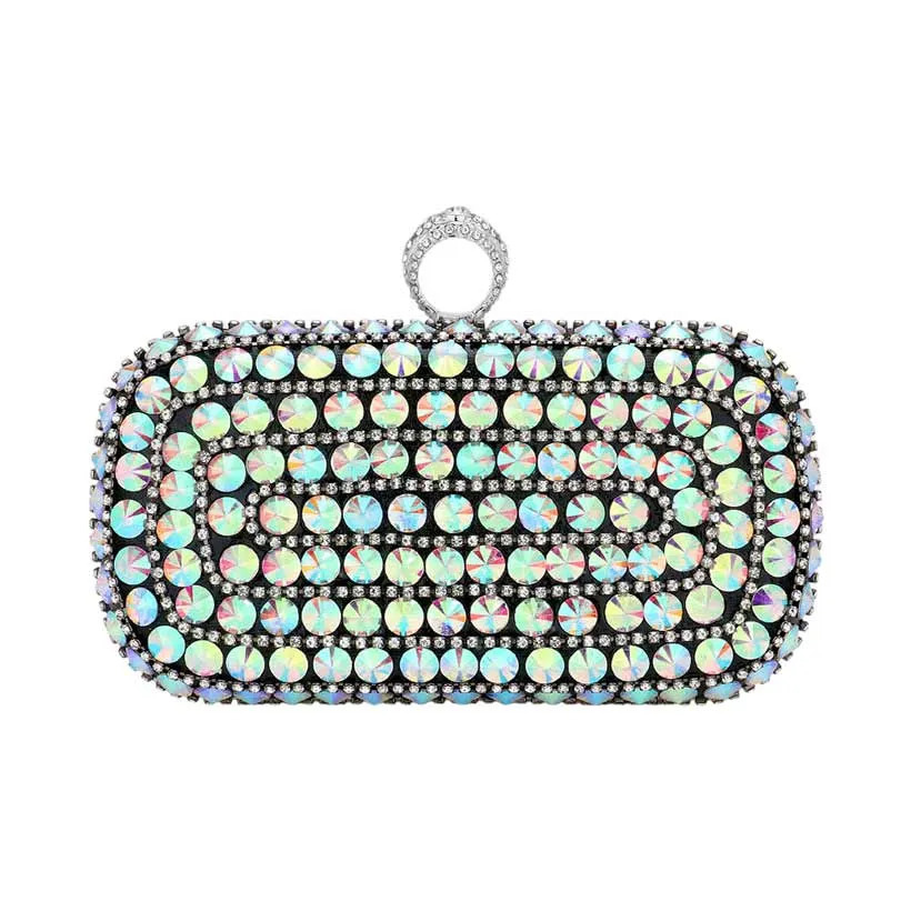 Bling Stone Embellished Evening Clutch Tote Crossbody Bag