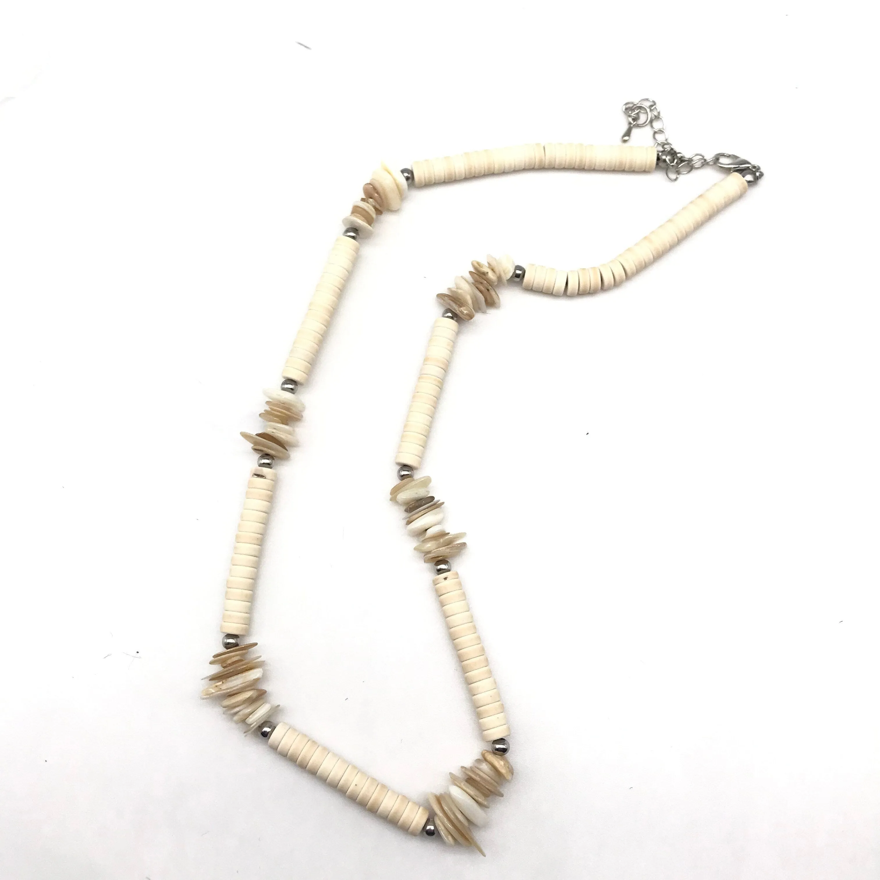 Bohemian Hawaii Puka White Clam Chip Shell Necklace