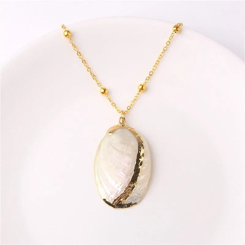 Boho Shell Necklace Sea Shell Chain Pendant Necklace