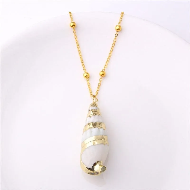 Boho Shell Necklace Sea Shell Chain Pendant Necklace