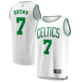 Boston Celtics Jaylen Brown Fanatics Branded Replica Fast Break Association Jersey Mens - White | Ireland C8783Q9