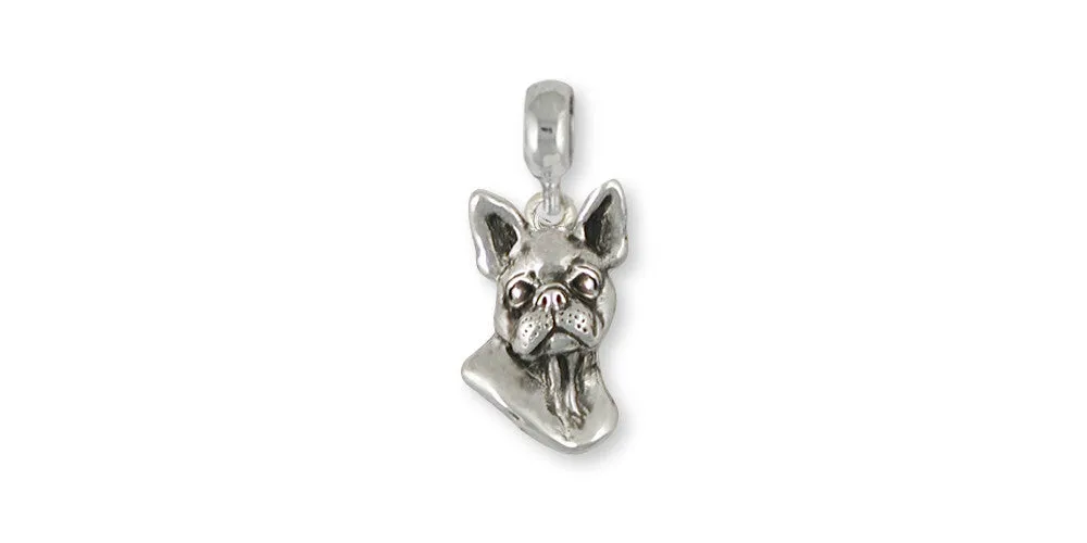 Boston Terrier Charm Slide Jewelry Sterling Silver Handmade Dog Charm Slide BT16-PNS