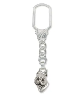 Boston Terrier Key Ring Jewelry Sterling Silver Handmade Dog Key Ring BT10-KRE