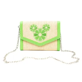 Buckle Down Mickey Mouse Lime Raffia Cross Body Bag