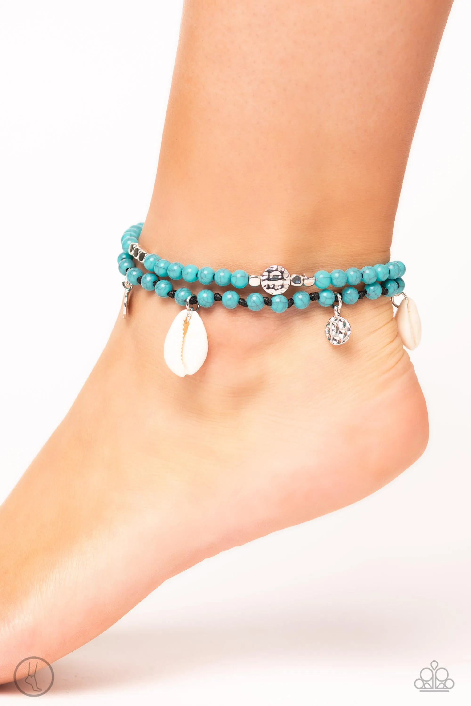 Buy and SHELL Turquoise Blue Stone & Shell Anklet - Paparazzi Accessories