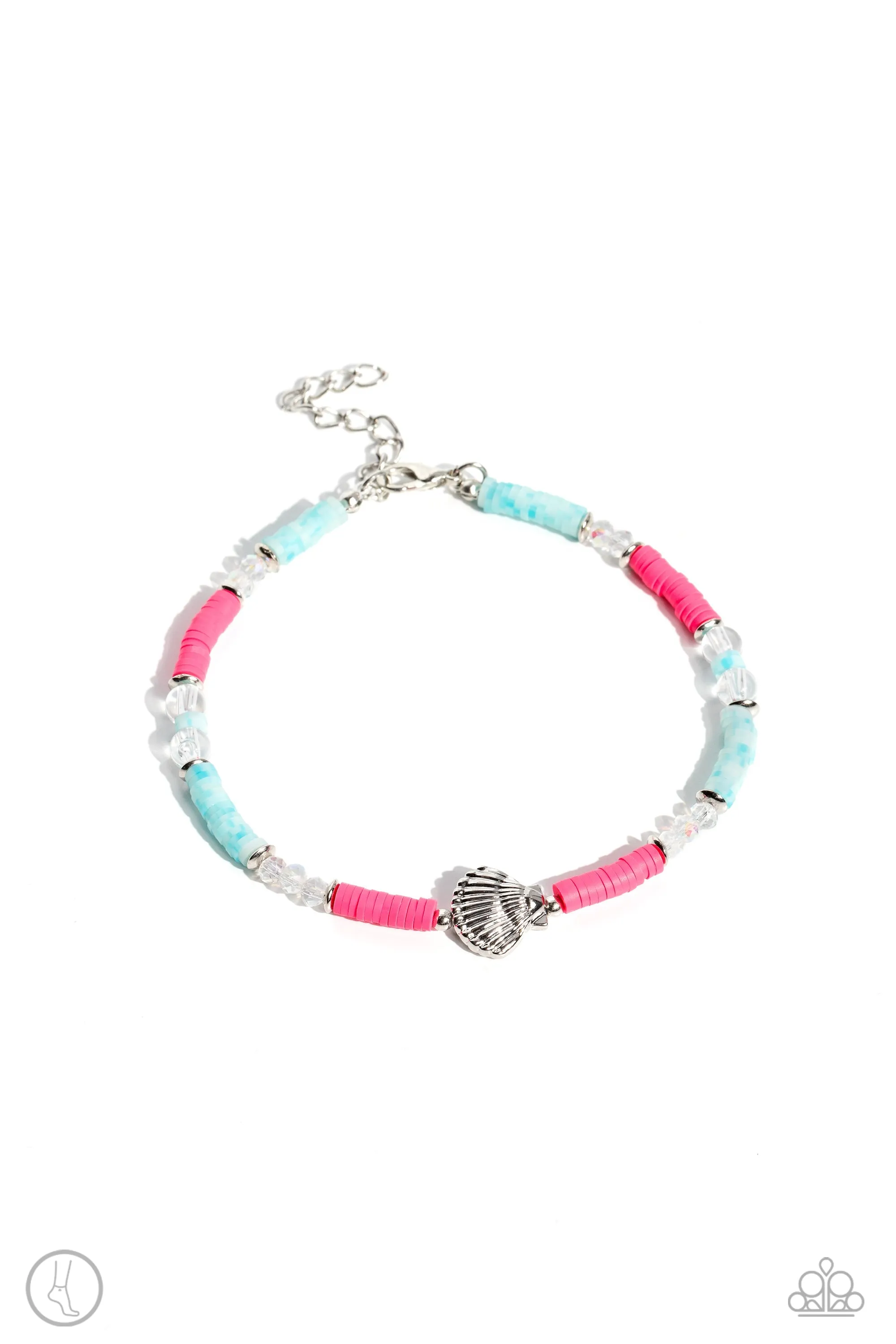 Carefree Coral Pink & Blue Anklet - Paparazzi Accessories