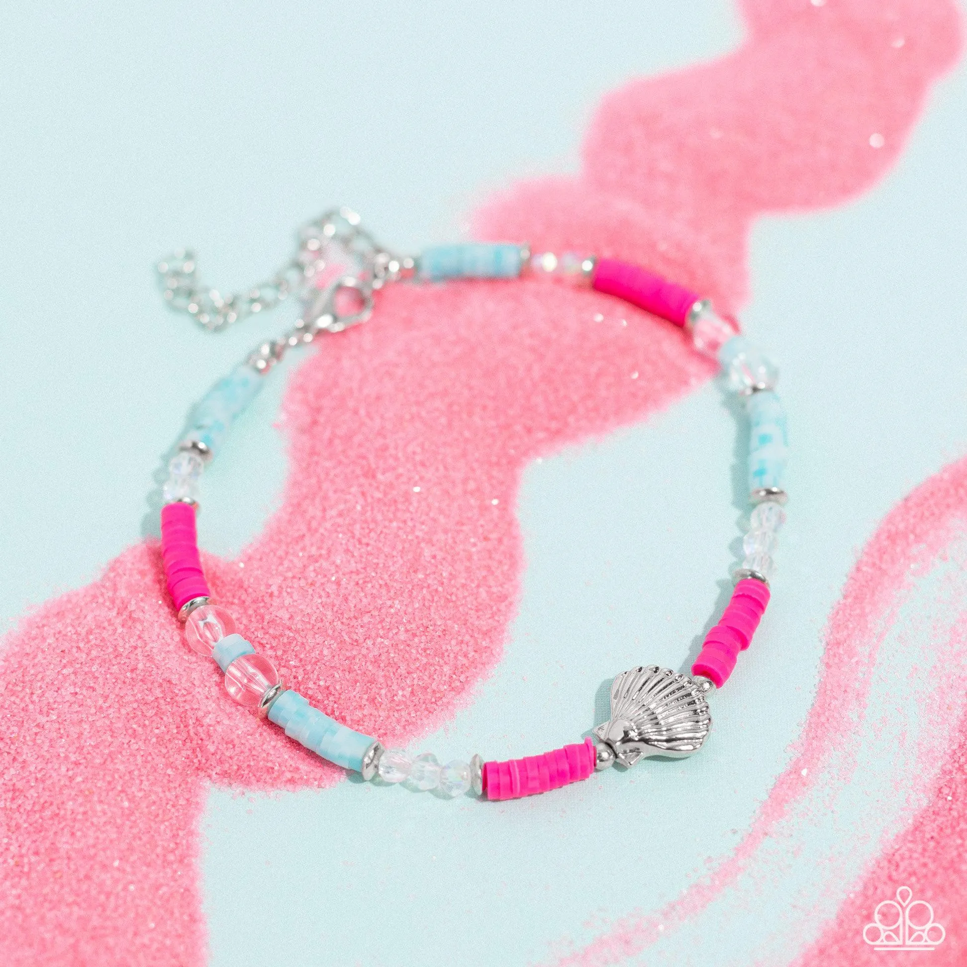 Carefree Coral Pink & Blue Anklet - Paparazzi Accessories