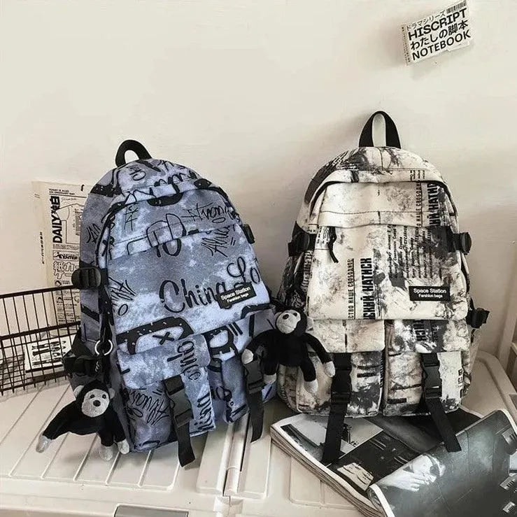 Cool Graffiti Backpack with Large Capacity for Students QC346