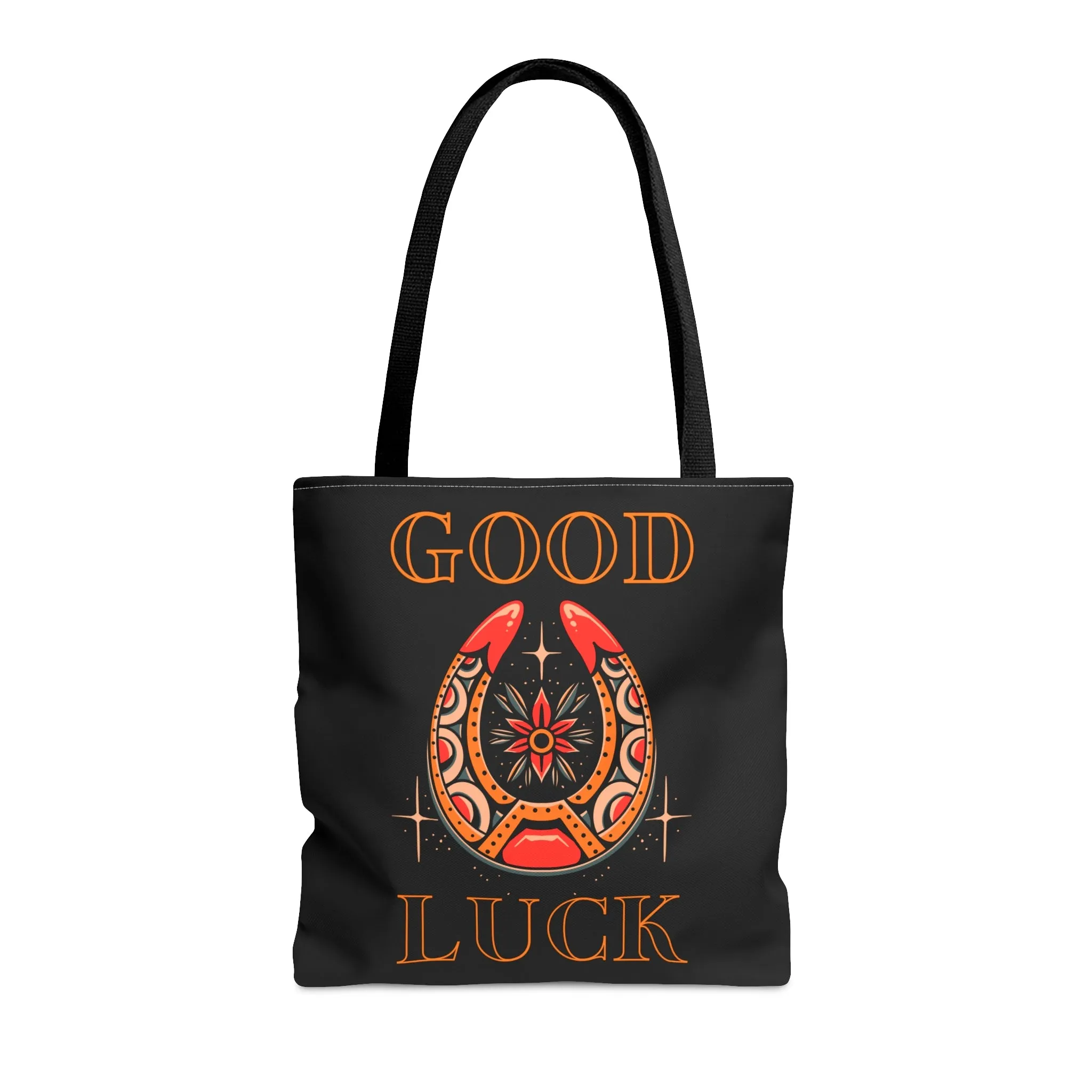 Copy of Good Luck Tattoo Tote Bag in Black / Vintage American Old School Traditional Tattoo Flash  / Punk Rock Beach Shopping Bag Lucky