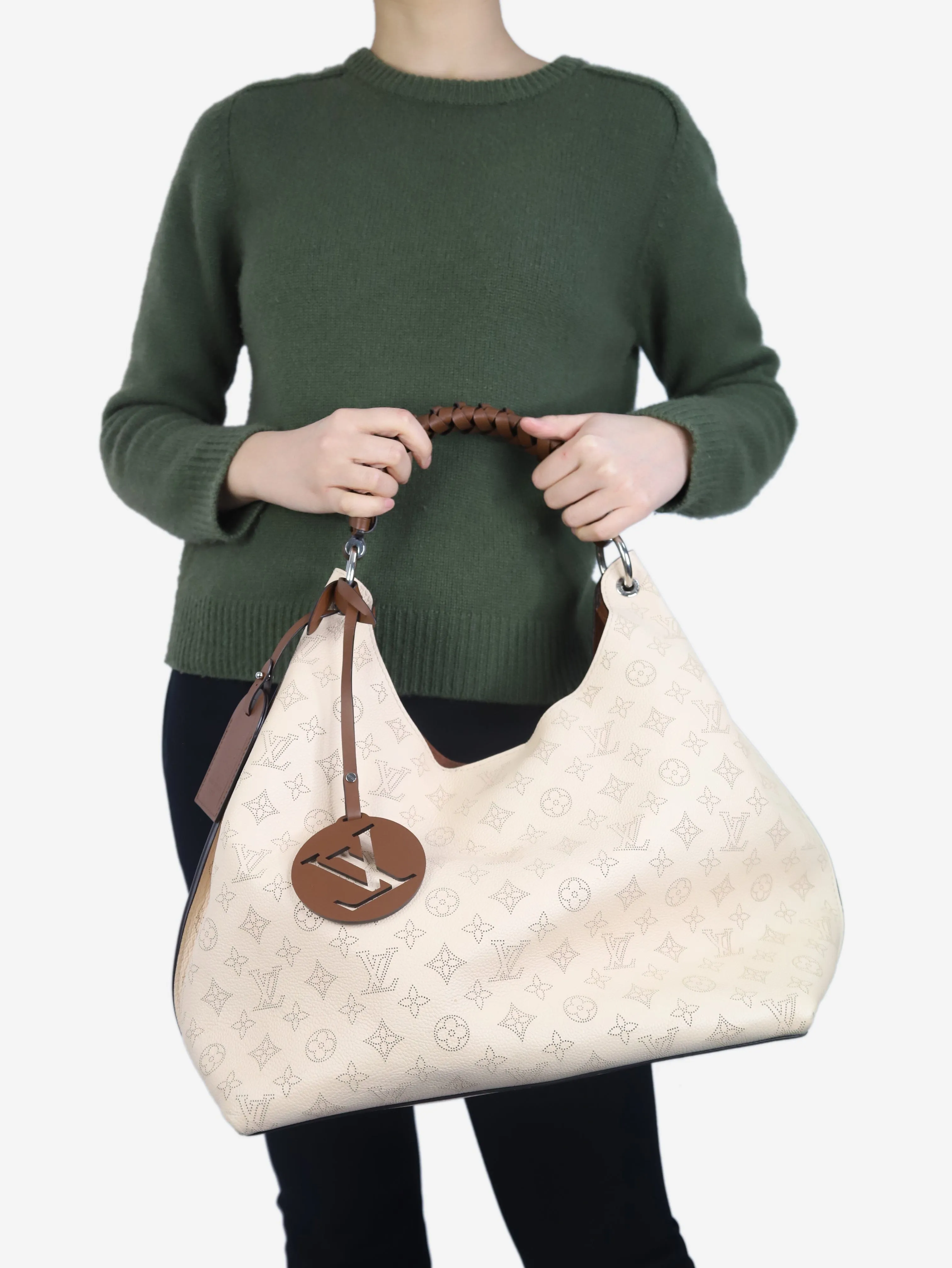 Cream 2020 Monogram Carmel Mahina Hobo bag