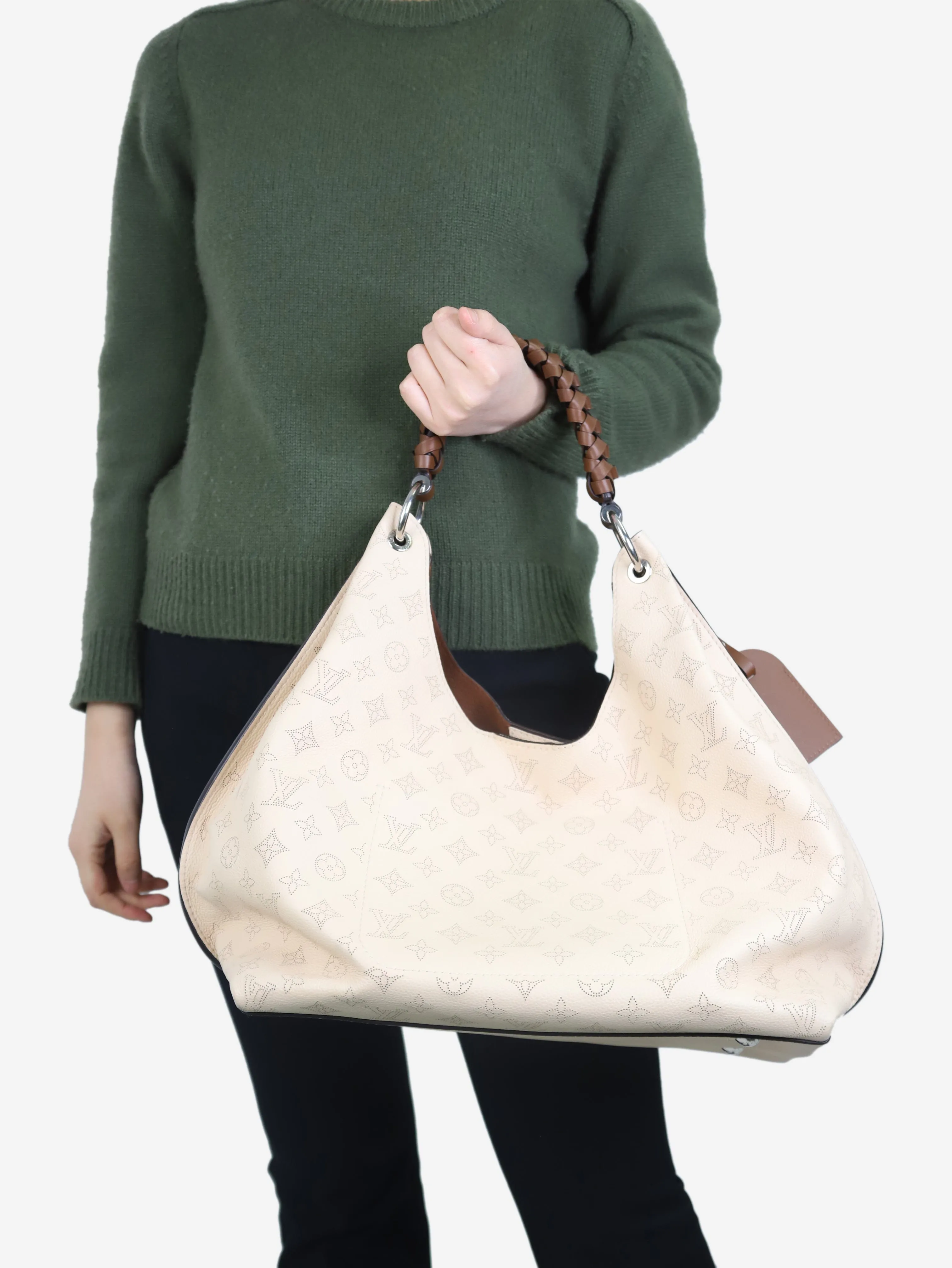 Cream 2020 Monogram Carmel Mahina Hobo bag