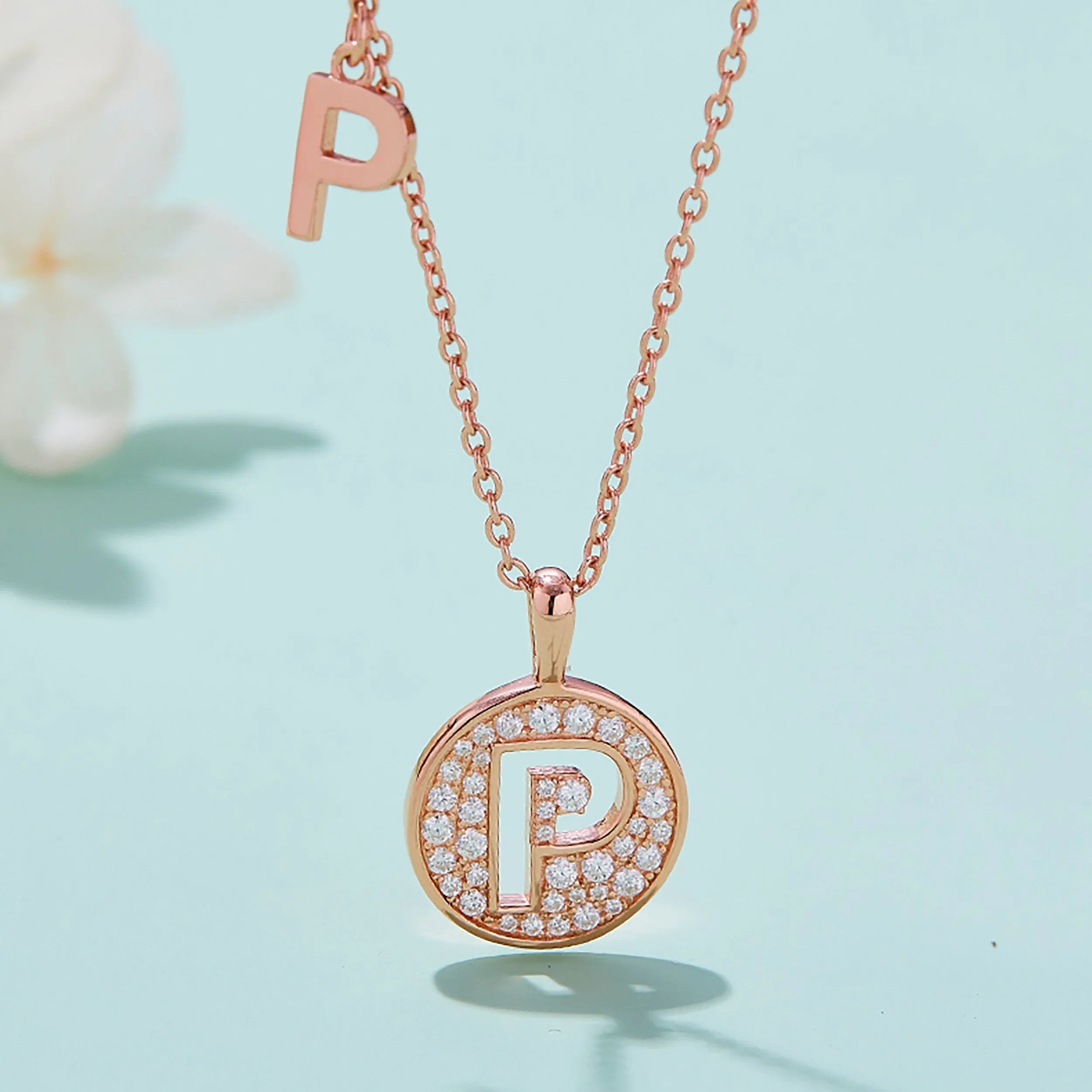 Customized P Letter Moissanite Diamond Necklace