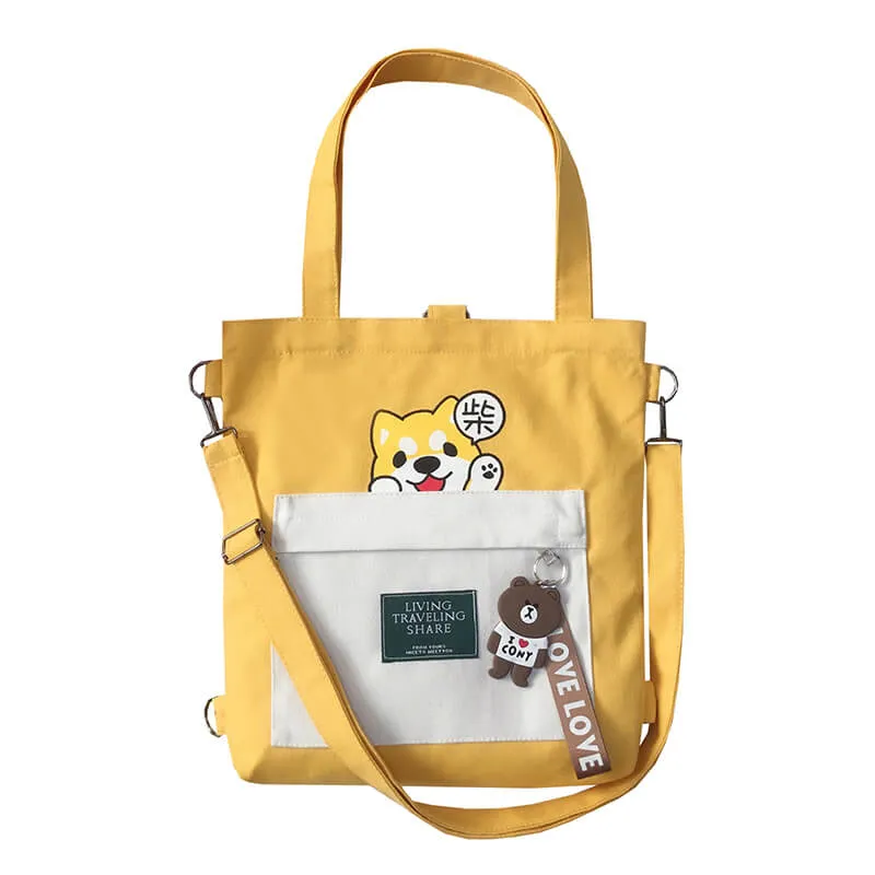 CUTE ''SHIBA LNU'' CANVAS BAG BY94025