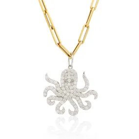 Diamond Octopus Pendant