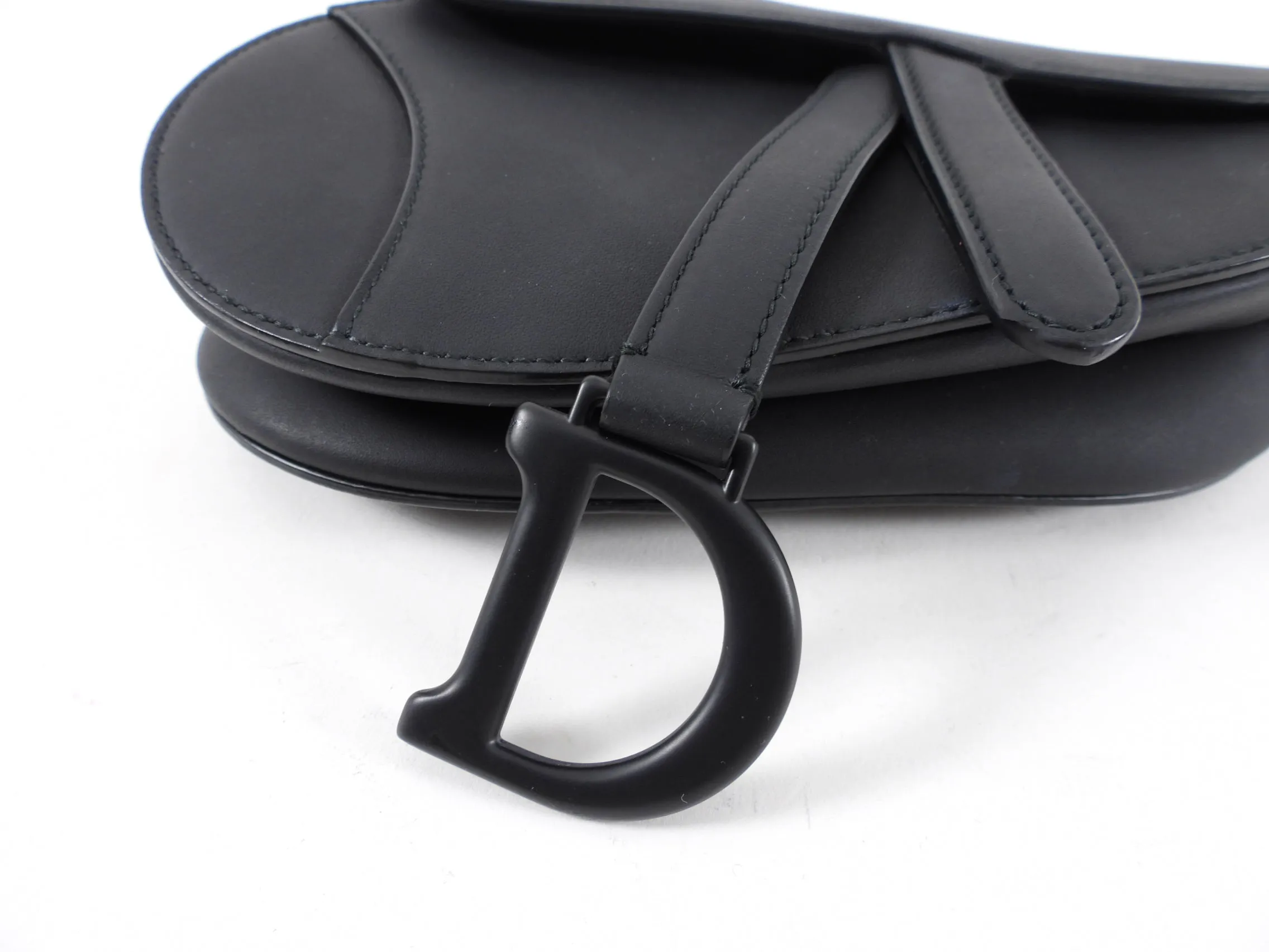 Dior All Black Ultramatte Leather Mini Saddle Bag