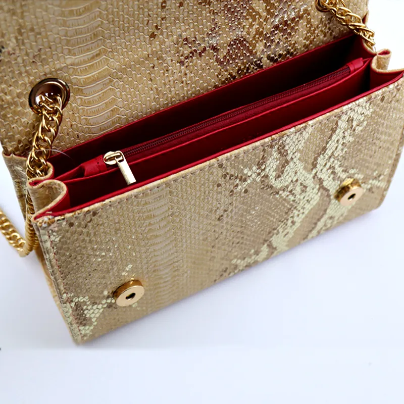 Embossed Shiny Leather Chain Medium Crossbody Bag with Tassel